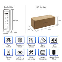 Cerradura TTLock con Bluetooth, Control de Acceso por Huella Dactilar y Reconocimiento Facial, IP66 Impermeable, Teclado Biométrico Metálico, Lector de Tarjetas MF para Puerta