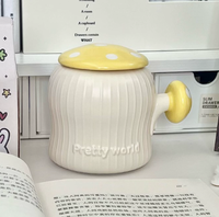 Mug en céramique écologique en forme de champignon mignon avec couvercle ONEIN, cadeau d'anniversaire pour filles et couples, pour boire du café