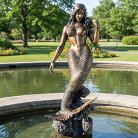 Statue de sirène en bronze, fontaine, sculpture aquatique pour piscine extérieure