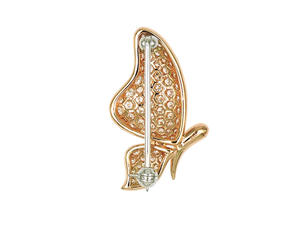 เข็มกลัดรูปผีเสื้อแบบอสมมาตรสีเหลืองทอง 18K ประดับเพชรเต็มตัว ดีไซน์หรูหราไร้ที่ติ - Product Image 2