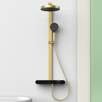 Ensemble de douche de robinets thermostatiques modernes en laiton gris pistolet avec noyau de valve en céramique, montage mural, pulvérisation douce pressurisée à une poignée