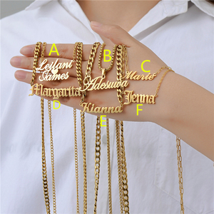 14K placcato oro personalizzato nome personalizzato gioielli, regalo personalizzato, collana per gli amici/coppia/<span class=keywords><strong>nuovo</strong></span> bambino/famiglia - Product Image 2