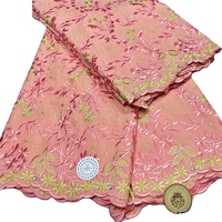 Nouveau tissu de luxe Lisami Rts en voile pour robe de mariée, en coton extensible, avec broderie florale grande fleur et motif à pois croisés