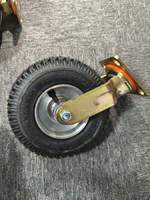 Roue pivotante de 10 pouces, épaisseur 6 mm, roue à roulement à billes robuste, roues pneumatiques industrielles en caoutchouc, frein à pédale latérale, anti-vibration