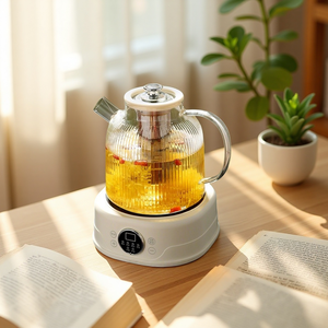 Hervidor Eléctrico Multifunción con Temperatura Constante, Tetera de Vidrio para Salud, con Enchufe EU/US, para Hogar y Oficina, para Hervir Agua y Cocinar Guisos - Product Image 1