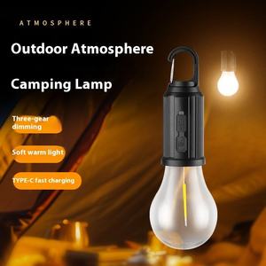 Nouvelle lampe solaire d'extérieur pour tente de camping avec ampoule LED COB tungstène chaude, corps doré en ABS, pour l'éclairage des stands de marché nocturne - Product Image 6
