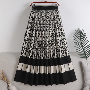Jupes Longues <span class=keywords><strong>Femme</strong></span> Élastiques Taille Haute Imprimé Léopard Tricotées Ample Nouvelle Collection Automne <span class=keywords><strong>Hiver</strong></span> 2026 – Vente en Gros - Product Image 2