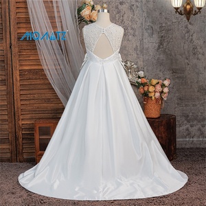 MQATZ <span class=keywords><strong>Eleganti</strong></span> Abiti Floreali di Lusso per Bambine, <span class=keywords><strong>Vestiti</strong></span> da Cerimonia Bianchi con Schiena Scoperta e Decorazioni in Pizzo - Product Image 3
