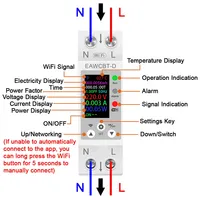 Disjoncteur intelligent WiFi Tuya 1P+N avec compteur de puissance (courant/tension/kWh), protection, contrôle à distance et relais temporisé 220V EAWCBT