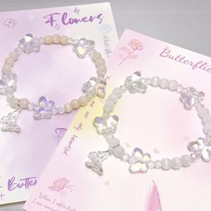 Pulsera de Cuentas de Cristal Roto INS Fantasy Popcorn con Dije de Mariposa, Color Degradado, para Niñas y Mujeres, Pulseras de la Amistad, Regalo de Joyería - Product Image 3