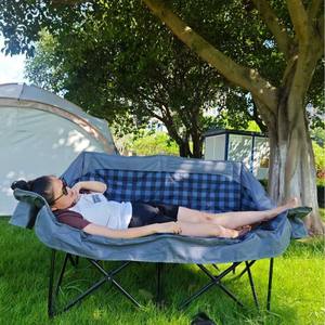 เก้าอี้พับได้แบบปรับเอนได้สองที่นั่งสำหรับใช้งานกลางแจ้ง เก้าอี้ชายหาดแบบพกพาขนาดใหญ่บุโฟมหนานุ่ม เหมาะสำหรับตั้งแคมป์ ตกปลา และพักผ่อน - Product Image 1