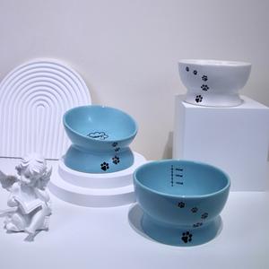 Eco-Friendly Cute Round Tilt Ceramic Slanted Ergonomic Raised Anti-Upset Pet <b>Bowl</b> Dog/<b>Cats</b> <b>Bowls</b> & Feeders for Food and Water - Product Image 5