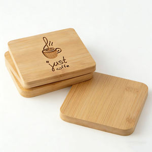 Posavasos de Corcho Cuadrado Promocional, Posavasos de Madera de Haya Vintage para Regalo de Boda, con Logotipo Personalizado Grabado - Product Image 5