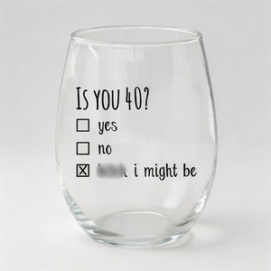 Verre à vin sans pied amusant de 440 ml, imprimé sur mesure, cadeau d'<span class=keywords><strong>anniversaire</strong></span> 40e, 50e, 60e, tasse à boire originale personnalisée pour hommes et femmes - Product Image 2