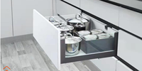 Fabricant d'armoires de cuisine à fermeture en douceur et à lumière LED avec tiroir de cuisine en métal fin