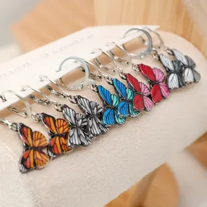 SinDlan anting-anting Juntai kupu-kupu Set kupu-kupu lapisan tetes warna-warni Premium