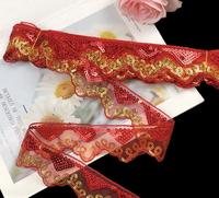 Rubans en dentelle DIY, ruban jacquard, paillettes triangulaires, bordure en dentelle avec paillettes, broderie en dentelle pour la décoration de vêtements de poupées