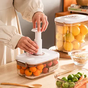 Vacuum Sealed Crisper Box Refrigerator Drain Storage Box Large Capacity Food Storage Containers Transparent Fruit Freezer Box