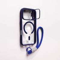 Coque de téléphone magnétique transparente antichoc avec objectif anti-jaunissement et support de cadre avec cordon pour iPhone 17 Pro Max/16/15/14/13/12