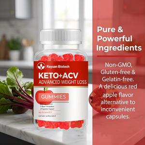 Gomitas <span class=keywords><strong>Keto</strong></span> ACV 1000mg con Vinagre de Sidra de Manzana para el Control de Peso en Adultos, Apoyo a la Salud Digestiva Natural, Certificado GMP, OEM - Product Image 2