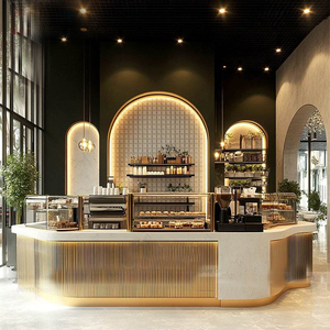 Espositore compatto in legno per caffetteria, panetteria, negozio di <span class=keywords><strong>alimentari</strong></span>, scaffalatura regolabile per vendita al dettaglio, facile da montare e spedire - Product Image 5