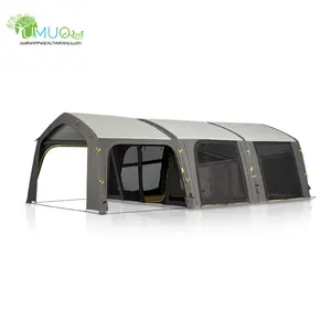 Yumuq 8 Person Large Inflatable Tunnel Camping Tent For Family Luxury Polyester Air Glamping Tube Tent With 2 Bed Rooms