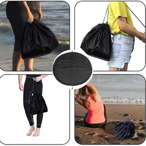 Drawstring Swimwear Storage <b>Bag</b> Black Waterproof Portable Beach <b>Changing</b> Mat For Outdoor Surfing Camping Trip - Product Image 1