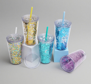 Gobelet en plastique réutilisable à double paroi, écologique, avec logo personnalisé, paillettes de luxe, vente en gros, modèle 2026 - Product Image 4