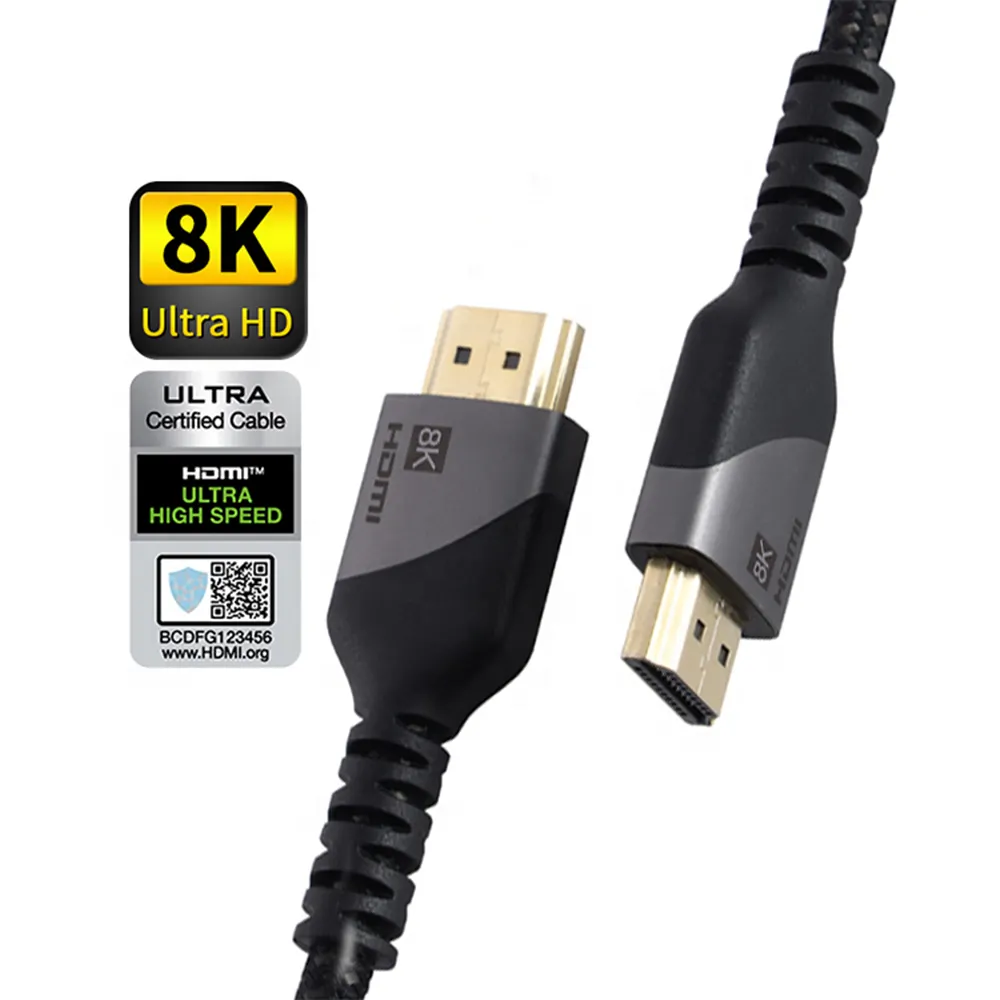 Oem Odm Gevlochten 8K 60Hz Hdmi Naar Hdmi Kabel 2.1 Hoge Snelheid 48Gbps Hdmi Kabel