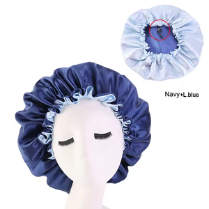 2024 nouveau Deisng personnaliser Logo couleur unie chouchou sommeil chapeau soie tête Wrap ajuster Satin Bonnet bonnet de nuit pour les femmes - Product Image 2