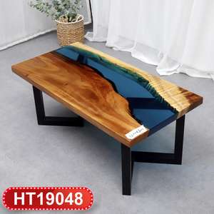 Blue river di design di Lusso di Caffè Solido tavolo Da Pranzo In Legno tavolo del <span class=keywords><strong>ristorante</strong></span> tavolo In Resina Epossidica - Product Image 1