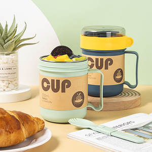 Tasse à soupe en acier inoxydable Morandi, 500 ml, tasse de voyage isolée et portable avec couvercle et poignée pour petit-déjeuner, bouillie, lait - Product Image 3