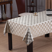 Nappe rectangulaire décorative en PVC vinyle brossé argenté, motif géométrique mini, pour restaurants et tables de banquet