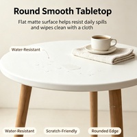 Table à manger ronde nordique de 60 cm, plateau blanc, aspect bois, pieds de 48 cm de hauteur, table basse pour salon, balcon