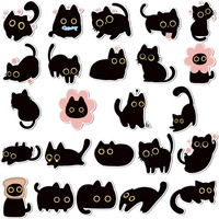 Magnet Kulkas Kucing Hitam Kartun Lucu Hadiah Unik untuk Rumah Dapur Kantor Loker Kotak Surat Pintu
