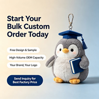 Porte-clés pingouin en peluche personnalisé et mignon, certifié Oeko-Tex 100, mini pendentif de sac brodé en coton PP pour marques, vente en gros