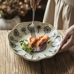 <span class=keywords><strong>Assiette</strong></span> creuse en céramique de style japonais avec bordure <span class=keywords><strong>pissenlit</strong></span>, écologique, grande capacité, idéale pour la maison, les fêtes, les salades de fruits - Product Image 2