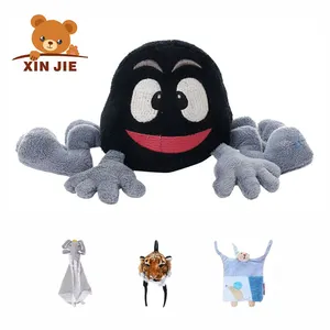 Black spider cute big eyes soft stuffed plush fluffy gift EN71 toy