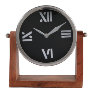 Modern Round Desk <b>Clock</b> With Roman Numerals For Home Decor And Living Room Table Placement Small Accent <b>Clock</b> - Product Image 1