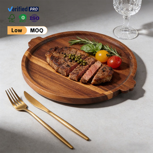 Nouveau <span class=keywords><strong>plateau</strong></span> rond en bois d'acacia minimaliste, très vendu, avec poignées, assiette à dîner, <span class=keywords><strong>plateau</strong></span> de service en bois pour la maison, l'hôtel, le restaurant - Product Image 2