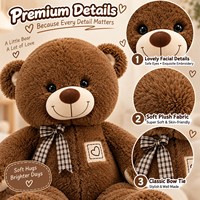 Ours en peluche personnalisé classique aux tons terreux avec badge cœur pour les grossistes et détaillants de produits de Noël