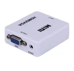 高清1080P HDMI至VGA转换器，带音频HDMI2VGA适配器连接器，适用于电脑笔记本电脑至高清电视投影仪转换器HDMI 2 VGA