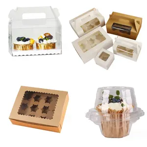 1/2/4/6/8/10/12 /24 Holes Cupcake Box Cake Cup Bread Packaging Takeaway Food MINI Cupcake Boxes PVC Window