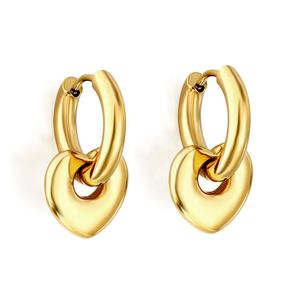 Pendientes de Aro Huggies de Acero Inoxidable con Baño de Oro PVD de 18K, Diseño de Corazón Hueco Colgante, Joyería de Moda para Mujer - Product Image 1