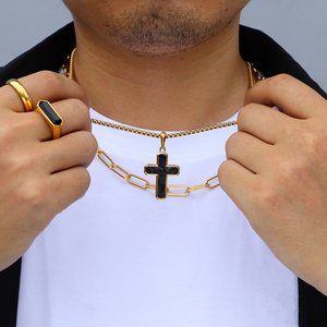 Gioielli di moda oro placcato <span class=keywords><strong>pietre</strong></span> <span class=keywords><strong>naturali</strong></span> nero agata onice occhio di tigre lapislazzuli di lusso <span class=keywords><strong>pietre</strong></span> preziose ciondolo collane per <span class=keywords><strong>uomo</strong></span> - Product Image 2