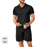 Ensemble de sport d'été pour homme, polo à col en V, manches courtes, décontracté, tendance, ensemble 2 pièces respirant et confortable