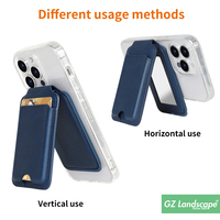 Aangepaste Lederen Spiegel Mobiele Telefoon Kaarthouder Stick Op Mobiele Telefoon Achterzak Magnetische Portemonnee Kickstand Voor Iphone