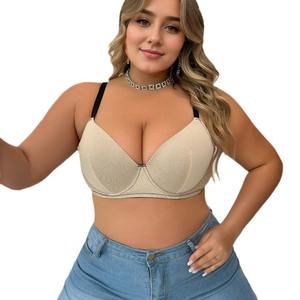 Para <span class=keywords><strong>Amazon</strong></span> New Plus Size Sujetador sin costuras con aros Cómodo cierre frontal Transpirable Todos los días Sujetador push-up Fuente sólida - Product Image 5