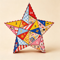 Caja de Calendario de Adviento Personalizada de 24 Días con Diseño de Estrella en Papel Rígido Ecológico y Compartimentos Triangulares Extraíbles