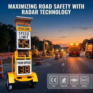 <span class=keywords><strong>Señal</strong></span> de Límite de Velocidad con Radar LED Solar, Remolque con Tablero de Advertencia de Seguridad Vial Móvil, <span class=keywords><strong>Señal</strong></span> de Seguridad Portátil para Obras Viales - Product Image 1
